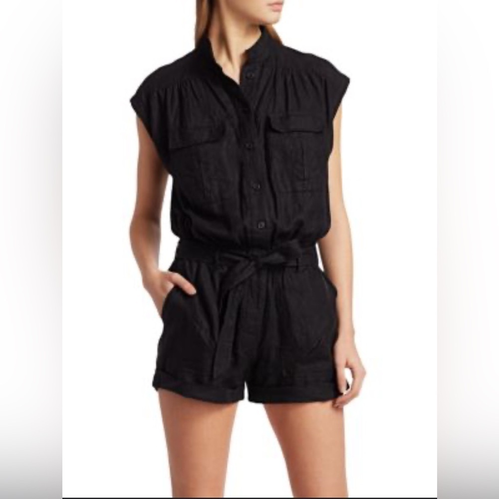 NWTs FRAME 100% Linen Button-Up Romper Size XS